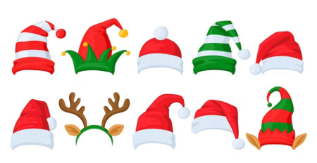 دانلود وکتور کلاه بابانوئل و کریسمس Santas hat