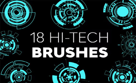 دانلود 18 براش فناوری و تکنولوژی فتوشاپ Hi-Tech Brushes