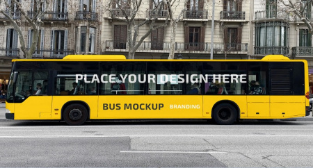 دانلود موکاپ لایه باز اتوبوس Bus branding mockup