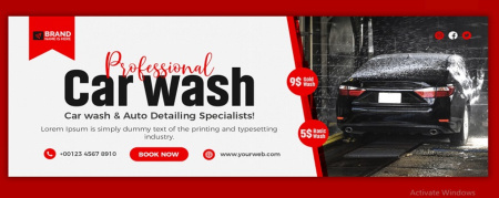 طرح لایه باز بنر کارواش Car wash banner