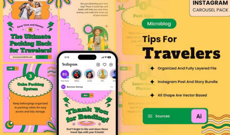 قالب پست کرسل اینستاگرام Instagram Carousel