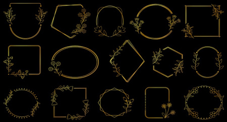 وکتور حاشیه گل طلایی