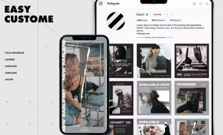 دانلود قالب آماده اینستاگرام لایه باز Instagram Template