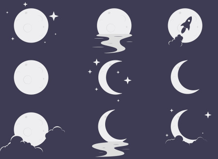 وکتور ماه، مجموعه وکتور تصاویر ماه لایه باز moon set