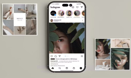 موکاپ گوشی موبایل با طرح پست اینستاگرام
