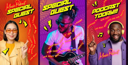 قالب استوری اینستاگرام لایه باز با پادکست موسیقی