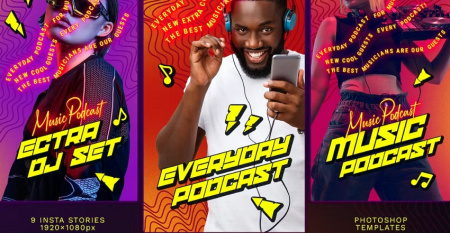 دانلود قالب استوری اینستاگرام لایه باز تبلیغ پادکست