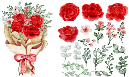 وکتور دسته گل رز