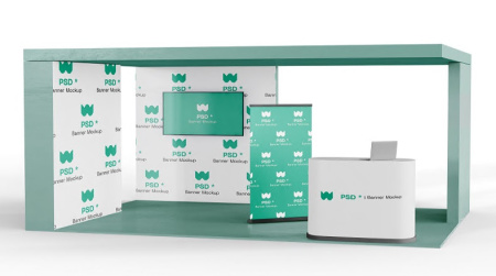 طرح لایه باز موکاپ غرفه  نمایشگاهی