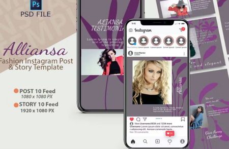 قالب آماده پست و استوری اینستاگرام فشن ALLIANSA