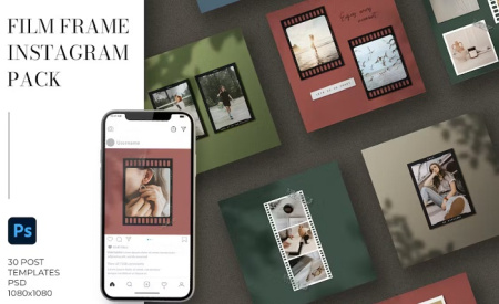 قالب پست اینستاگرام با قاب های فیلم Film Frame Instagram