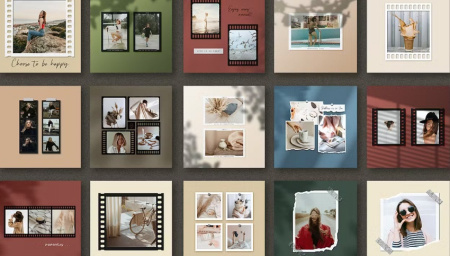 قالب لایه باز پست اینستاگرام با قاب های فیلم Film Frame Instagram