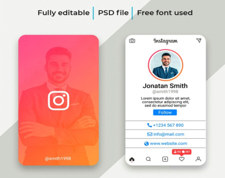 طرح لایه باز کارت ویزیت اینستاگرام جدید