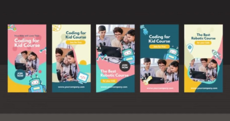پروژه افتر افکت 5 ریل اینستاگرام دوره برنامه نویسی کودکان