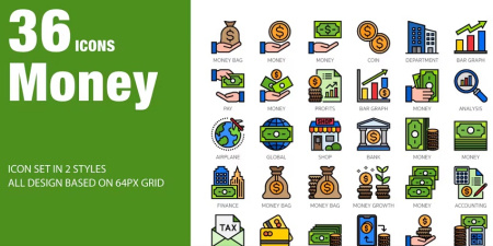 مجموعه آیکون اقتصاد و پول Money