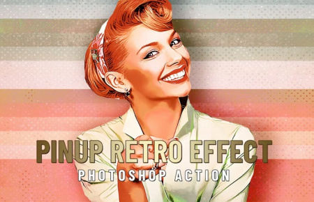 اکشن فتوشاپ پوستر هنری به سبک قدیمی PinUp Retro Effect