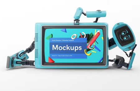 موکاپ لایه باز تلویزیون ربات Robot TV