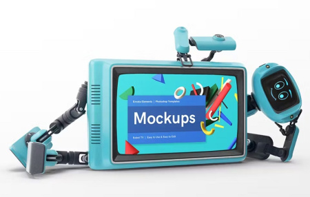 دانلود موکاپ لایه باز تلویزیون ربات Robot TV