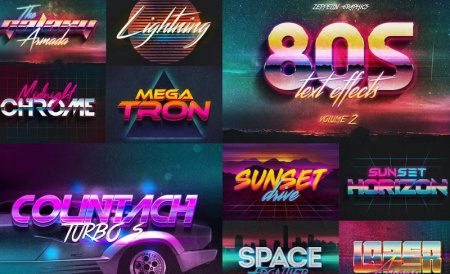 فایل لایه باز افکت متن قدیمی 80s Text Effects