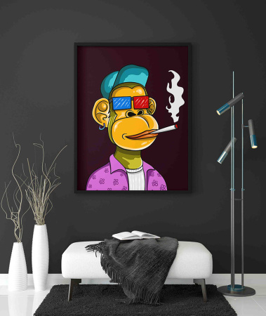 دانلود عکس با طرح nft میمون بی حوصله برای چاپ تابلو دکوراتیو