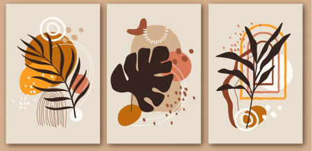 عکس تابلو سه تکه طرح گل و بوته