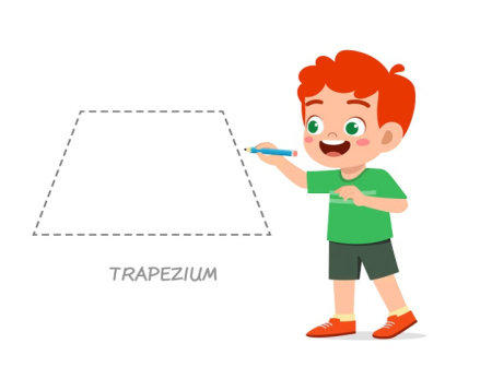وکتور پسر بچه در حال رسم شکل ذوزنقه