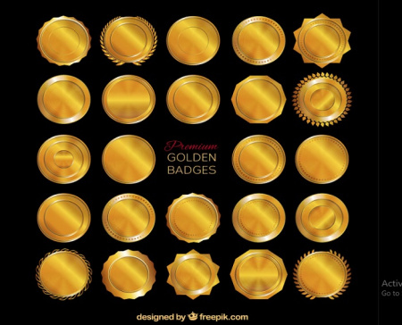 دانلود آیکون های طلایی Premium golden badges
