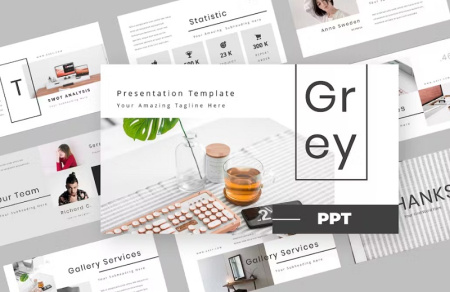تم پاورپوینت طوسی Grey Fashion