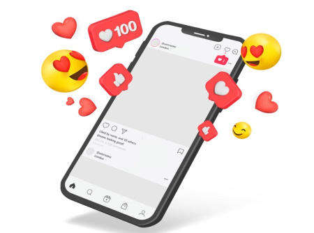 وکتور لایک اینستاگرام با پس زمینه گوشی