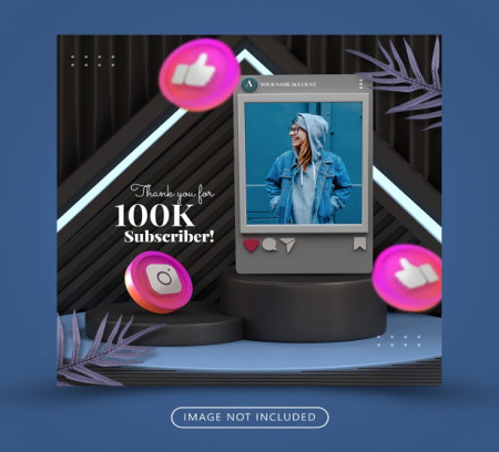 قالب آماده پست اینستاگرام لایه باز با نمایش پروفایل