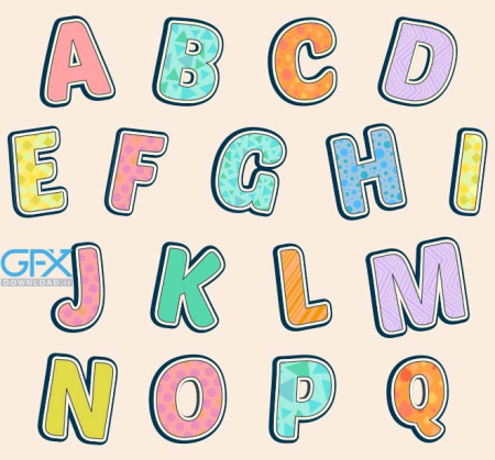حروف انگلیسی و لاتین طرح کارتونی زیبا