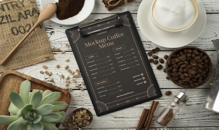دانلود موکاپ منو کافی شاپ