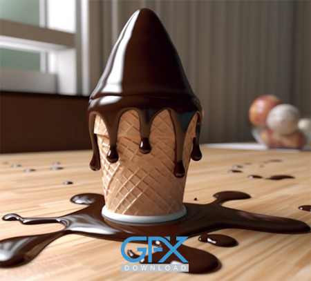 عکس از بستنی قیفی شکلاتی