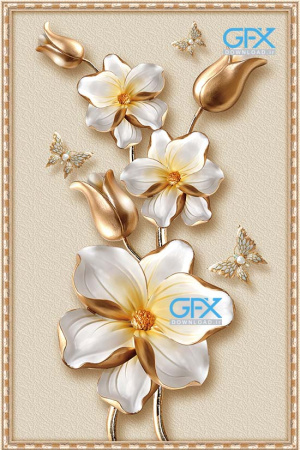 خرید عکس سه بعدی گل طلایی برای تابلو