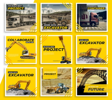 دانلود 19 قالب پست اینستاگرام صنعتی لایه باز