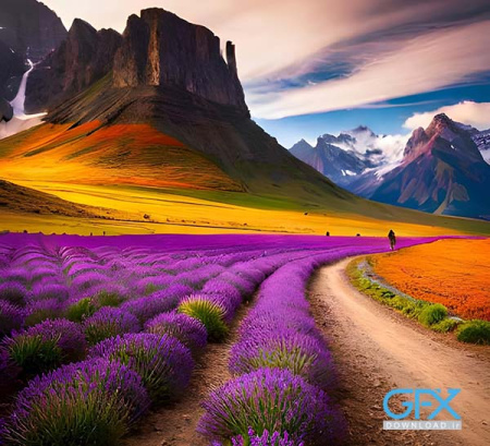 تصویر هوش مصنوعی منظره کوه با کیفیت بالا