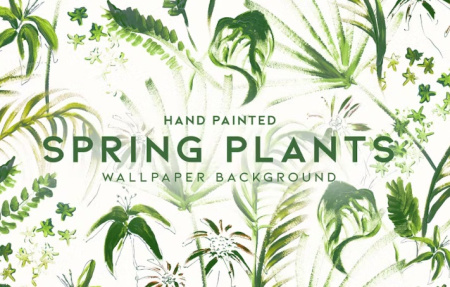 دانلود پترن گیاهان بهاری نقاشی شده با دست