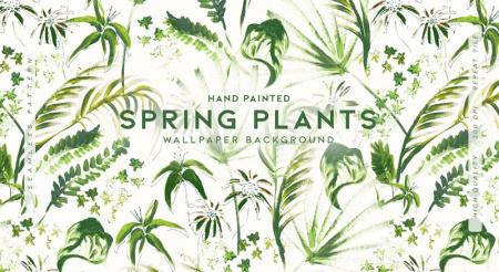 پترن گیاهان بهاری نقاشی شده با دست