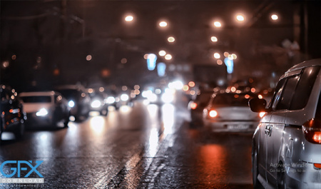 عکس خیابان شب بارانی