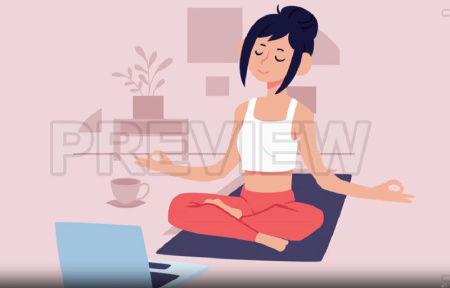 دانلود فوتیج موشن گرافیک زن در حال مدیتیشن
