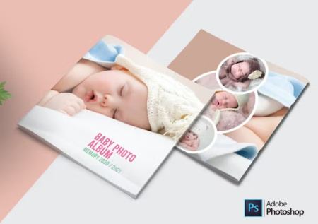 فایل و طرح لایه باز آلبوم عکس کودک Baby Photo Album