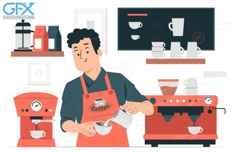 وکتور لایه باز باریستا در کافی شاپ