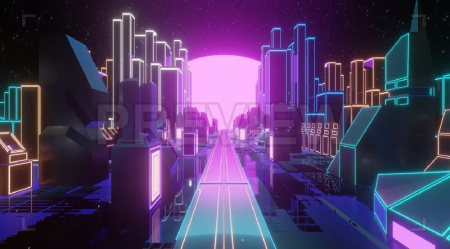 فوتیج موشن گرافیک شهر نئونی Glowing Neon City