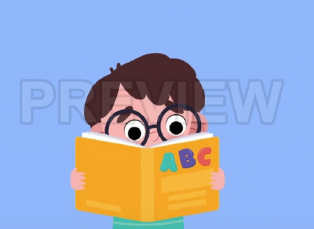 فوتیج موشن گرافیک پسر بچه در حال خواندن کتاب