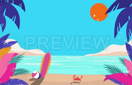 دانلود فوتیج موشن گرافیک ساحل تابستانی Seaside Animation