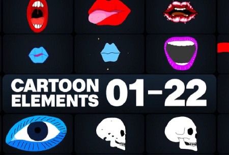 پروژه افتر افکت 22 المان کارتونی کاربردی Cartoon Elements