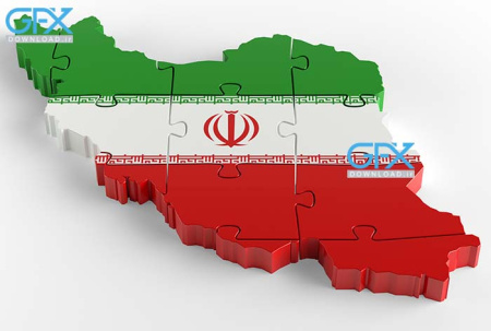 دانلود عکس پرچم ایران جدید روی نقشه