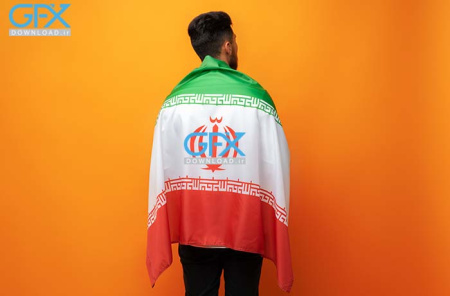 پوشین پرچم ایران قشنگ توسط مرد