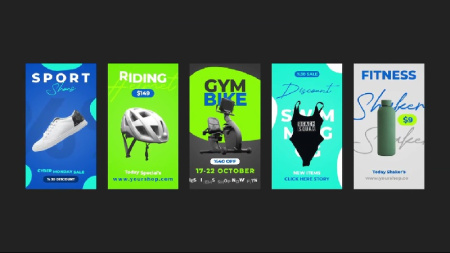 پروژه افتر افکت 5 ریل اینستاگرام برای تجهیزات ورزشی