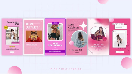 پروژه افتر افکت استوری های صورتی اینستاگرام Pink Vibes Stories